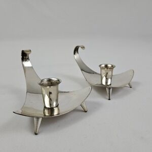 Vintage Danish Silver-Plate Candle Holders Mid-Century Modern Atomic Germany